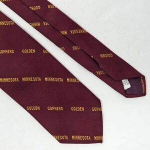MINNESOTA GOLDEN GOPHERS NCAA SILK BLEND TIE VINTAGE BURGUNDY GOLD 3" X 55"